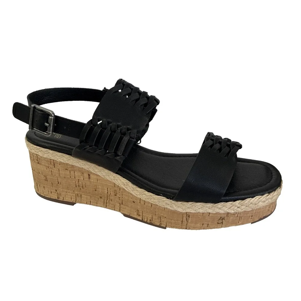 Frye & Co. Lavish Women's Wedge Sandals Faux Leather Open Toe Slingback 7M NWOB